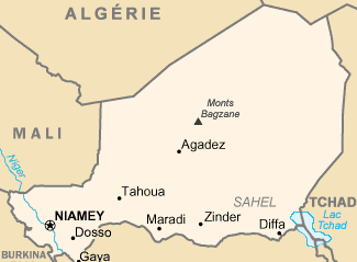 Carte du Niger (c) of the translation : Eric Gaba (Sting) — CIA World Factbook / French Wikipedia